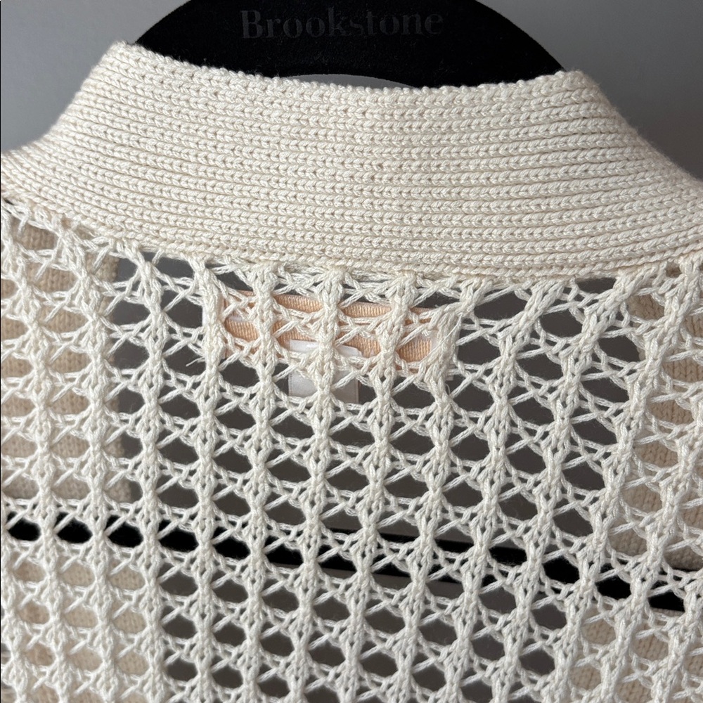 Spiritual Gangster Open Knit Cardigan Cream Cottagecore Lightweight Layering - Picture 10 of 14